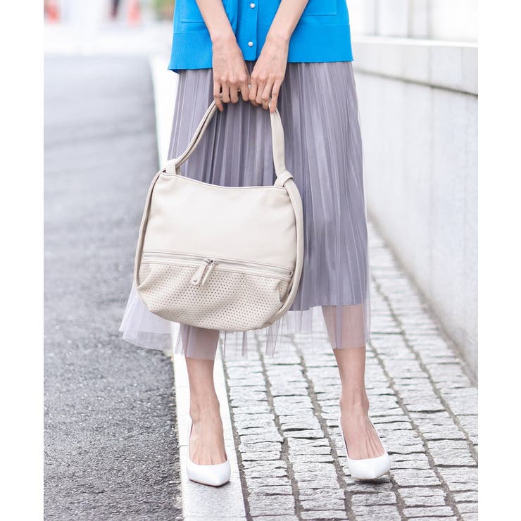 アイボリー | [2WAY/人気の定番BAG]パンチングデザイン変形ミニトートバッグ | MK MICHEL KLEIN BAG