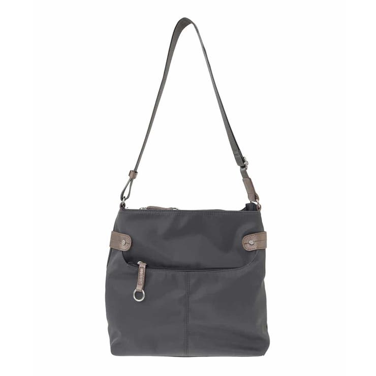 グレージュ×ブロンズ | [撥水/500g以下の軽量]アクセントレザースクエアショルダーバッグ | MK MICHEL KLEIN BAG