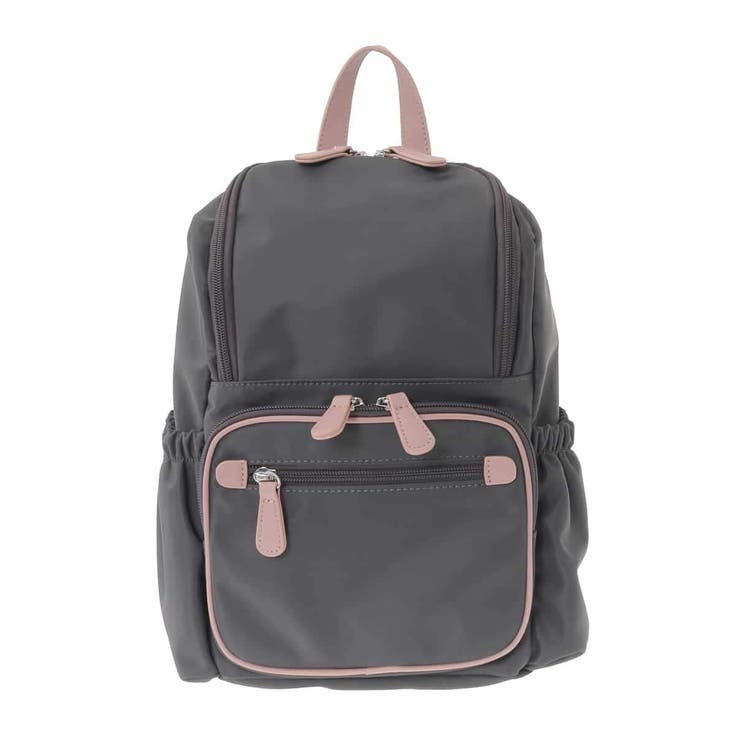 グレージュ×ピンク | [撥水加工/軽量]スクエアデザインコンパクトリュック | MK MICHEL KLEIN BAG