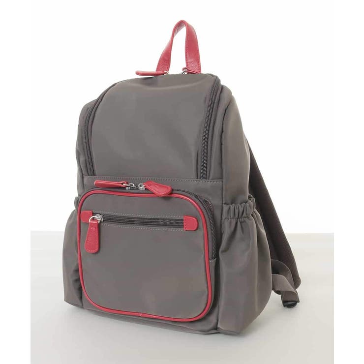 ブラウン×レッド | [撥水加工/軽量]スクエアデザインコンパクトリュック | MK MICHEL KLEIN BAG