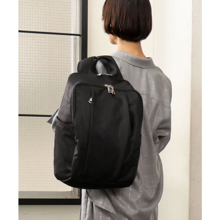 ブラック | [23L/撥水/A4収納可]フロントタックデザインリュック | MK MICHEL KLEIN BAG