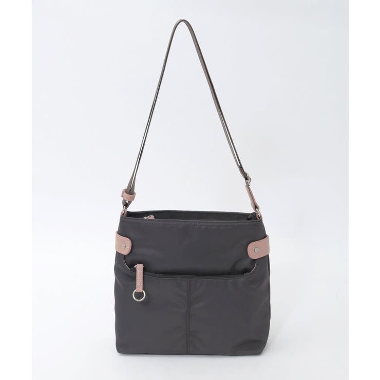 ブラウン×ピンク | [撥水/軽量]アクセントレザースクエアショルダーバッグ | MK MICHEL KLEIN BAG