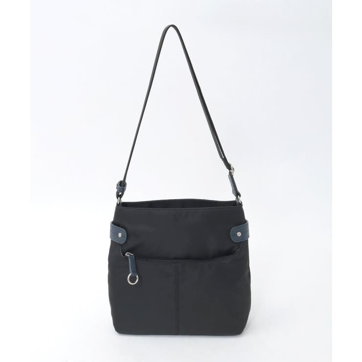 ブラック×ネイビー | [撥水/軽量]アクセントレザースクエアショルダーバッグ | MK MICHEL KLEIN BAG