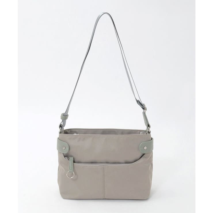 ベージュ×グリーン | [撥水/軽量]アクセントレザーコンパクトショルダーバッグ | MK MICHEL KLEIN BAG