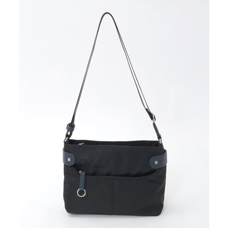 ブラック×ネイビー | [撥水/軽量]アクセントレザーコンパクトショルダーバッグ | MK MICHEL KLEIN BAG