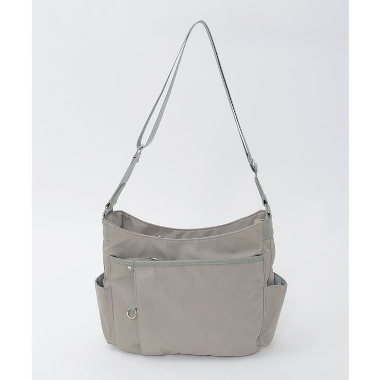 ベージュ×グリーン | [撥水/軽量]アクセントレザーショルダーバッグ | MK MICHEL KLEIN BAG