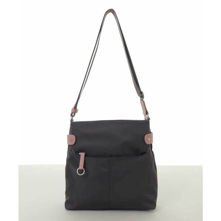 ブラウン×ピンク | [撥水/500g以下の軽量]アクセントレザースクエアショルダーバッグ | MK MICHEL KLEIN BAG