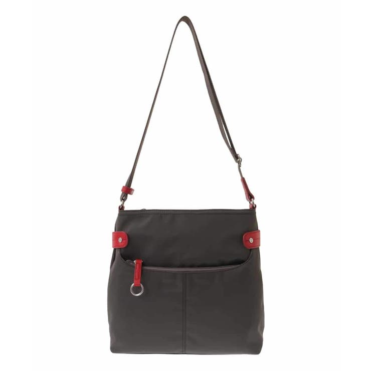 ブラウン×レッド | [撥水/500g以下の軽量]アクセントレザースクエアショルダーバッグ | MK MICHEL KLEIN BAG