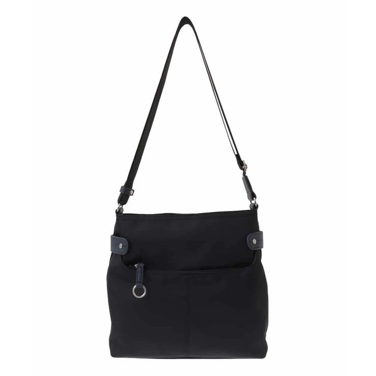 ブラック×ネイビー | [撥水/500g以下の軽量]アクセントレザースクエアショルダーバッグ | MK MICHEL KLEIN BAG