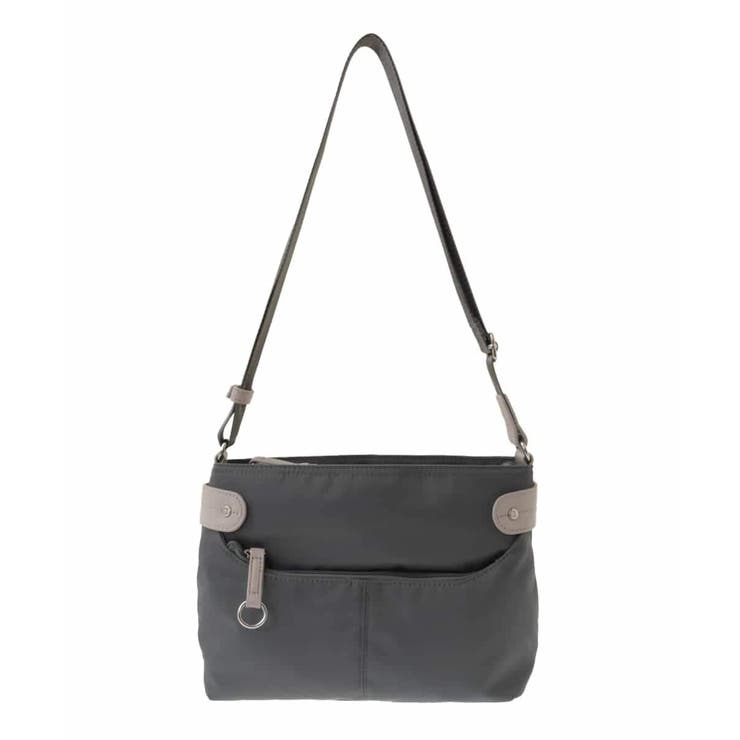 グレージュ×ベージュ | [撥水/500g以下の軽量]アクセントレザーコンパクトショルダーバッグ | MK MICHEL KLEIN BAG