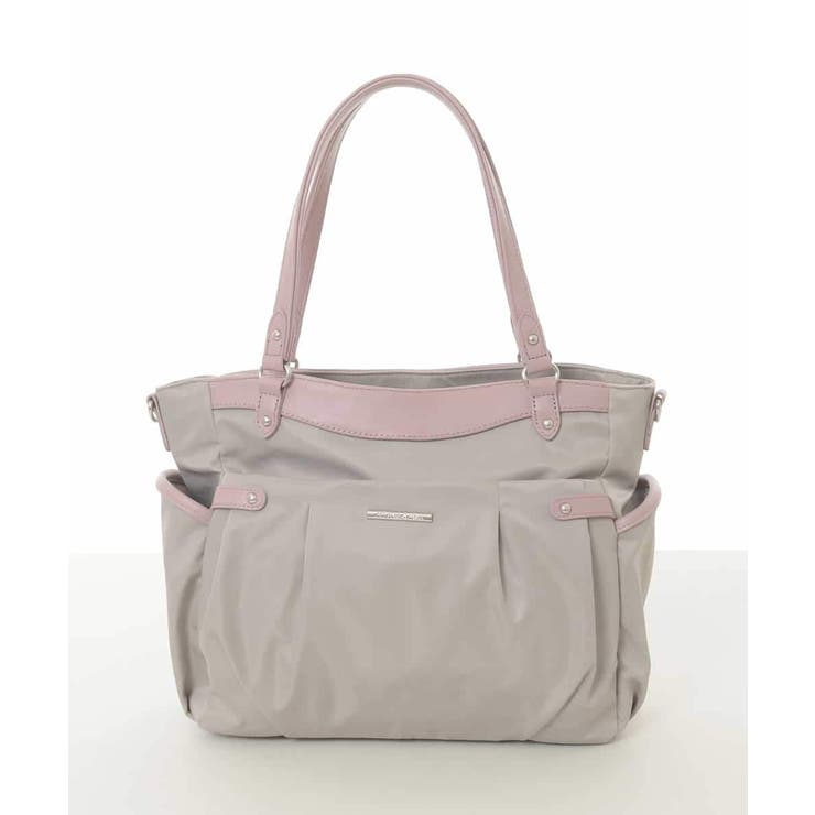 ライトグレー×ピンク | [撥水/2WAY/A4収納可]サイドポケットパイピングバッグ | MK MICHEL KLEIN BAG