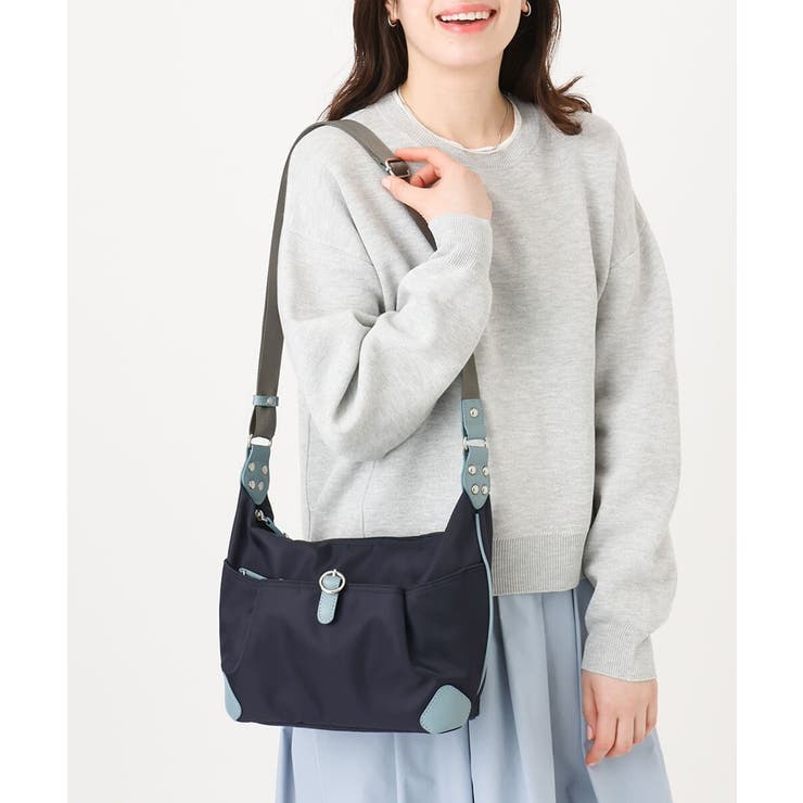 [撥水/軽量]レザーポイントナイロンショルダーバッグ | MK MICHEL KLEIN BAG | 詳細画像1 