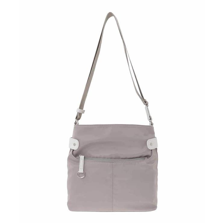 グレージュ×オフホワイト | [撥水/軽量]アクセントレザースクエアショルダーバッグ | MK MICHEL KLEIN BAG