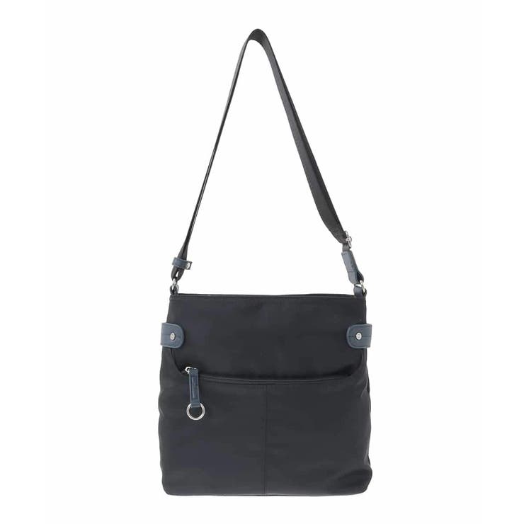 ブラック×ネイビー | [撥水/軽量]アクセントレザースクエアショルダーバッグ | MK MICHEL KLEIN BAG