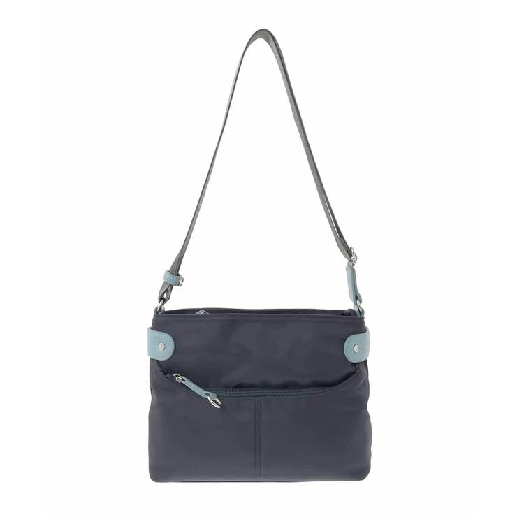 ネイビー×ライトブルー | [撥水/軽量]アクセントレザーコンパクトショルダーバッグ | MK MICHEL KLEIN BAG