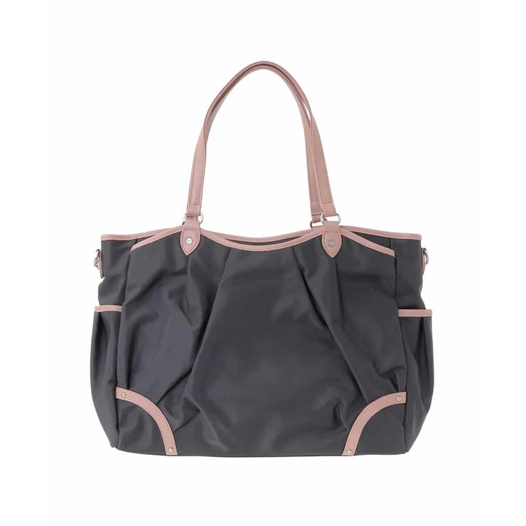 ブラウン×ピンク | [2WAY/撥水/A4収納可]レザージョイントタックデザイントートバッグ | MK MICHEL KLEIN BAG