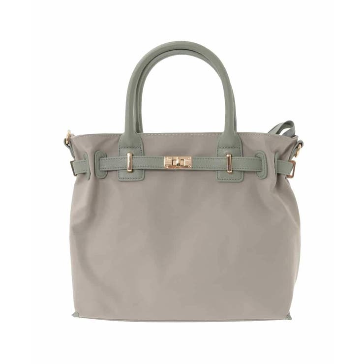 グレージュ×グリーン | [2WAY/撥水加工]異素材ベルトデザインスクエアバッグ | MK MICHEL KLEIN BAG