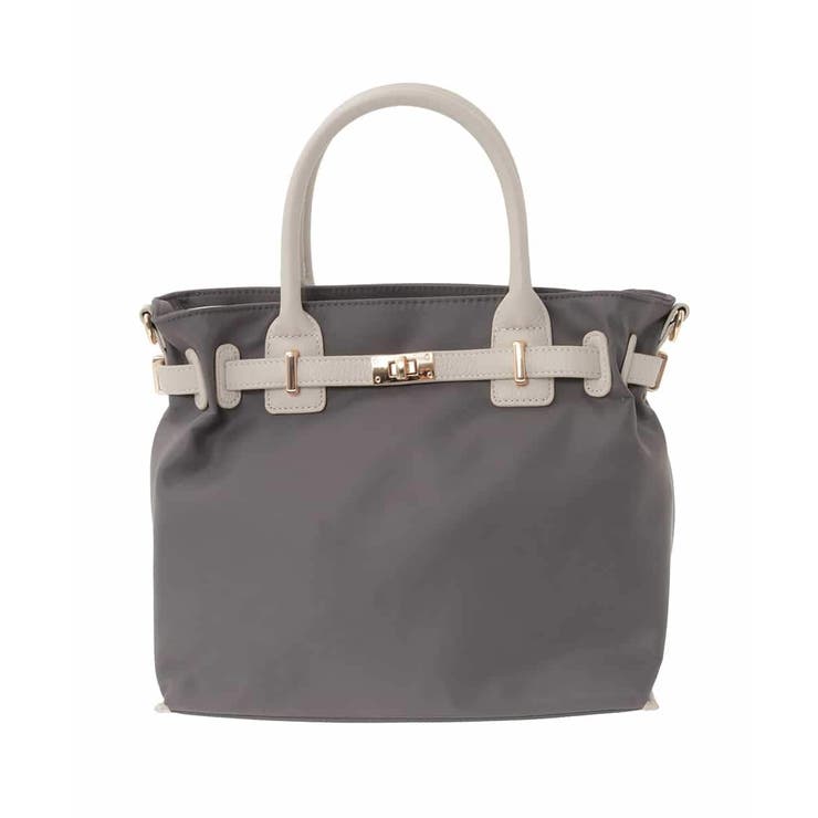 グレー×ベージュ | [2WAY/撥水加工]異素材ベルトデザインスクエアバッグ | MK MICHEL KLEIN BAG