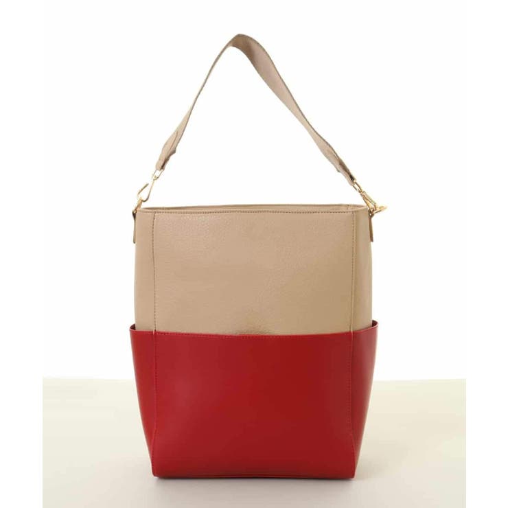 ベージュ×レッド | [2WAY]バイカラーデザインバッグ | MK MICHEL KLEIN BAG