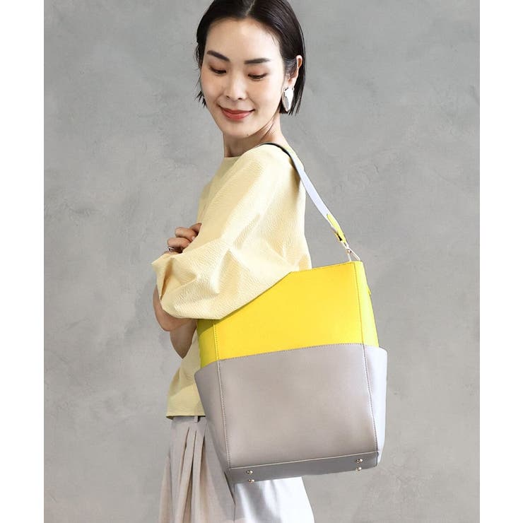 イエロー×グレー | [2WAY]バイカラーデザインバッグ | MK MICHEL KLEIN BAG