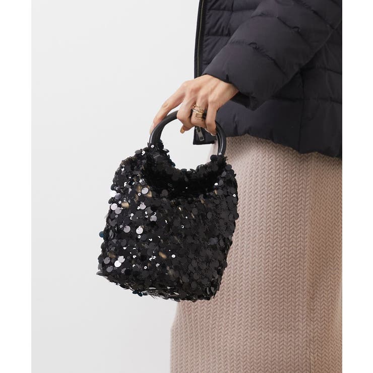 ブラック | [2WAY]リングハンドルスパンコールバッグ | MK MICHEL KLEIN BAG