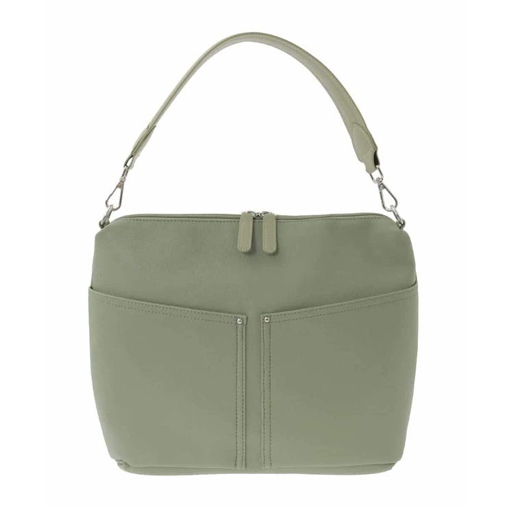 グリーン | [2WAY]合成皮革ダブルポケットスクエアバッグ | MK MICHEL KLEIN BAG