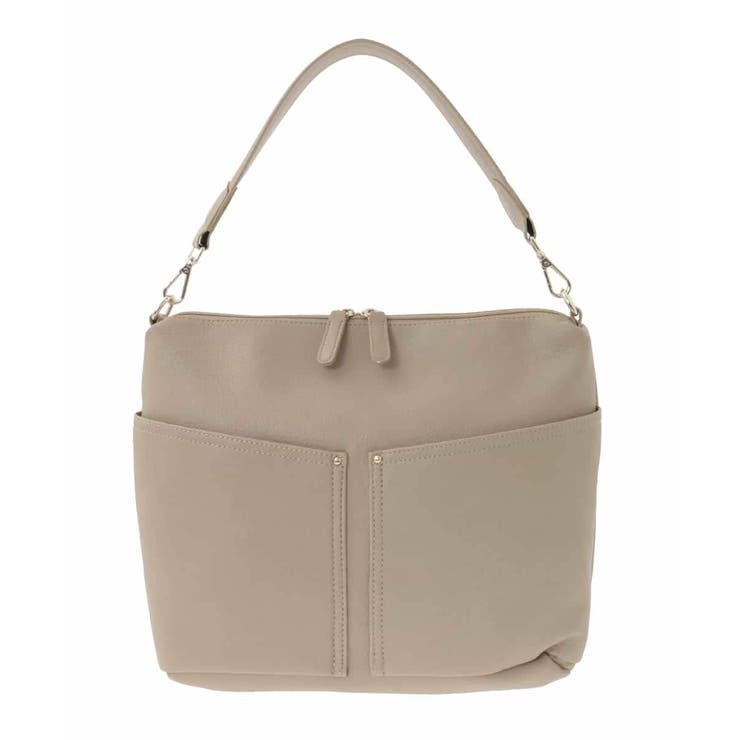 ベージュ | [2WAY]合成皮革ダブルポケットスクエアバッグ | MK MICHEL KLEIN BAG