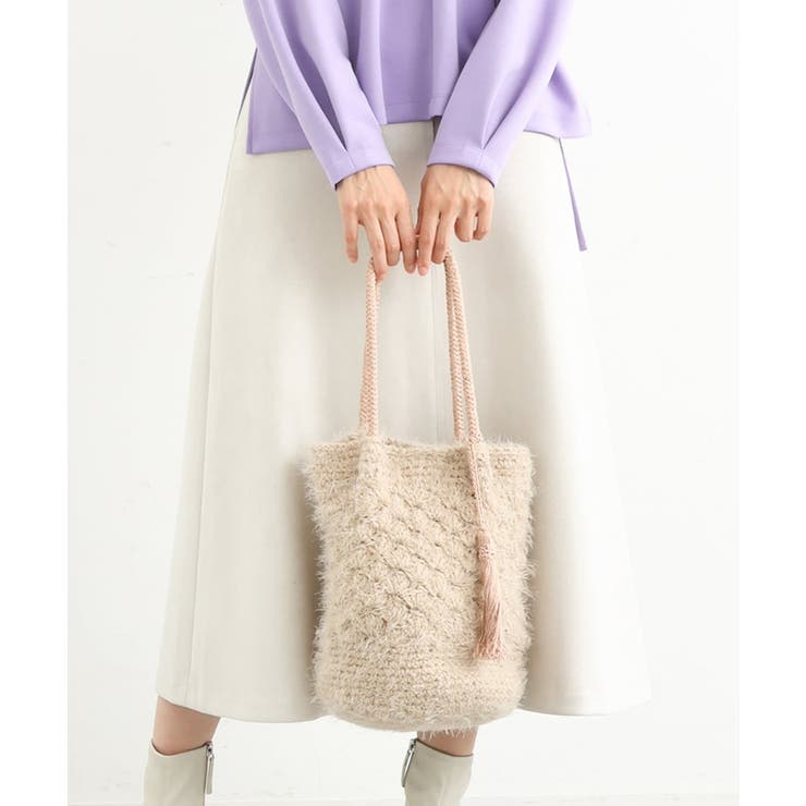 ベージュ | [軽量]タッセル付きニットバッグ | MK MICHEL KLEIN BAG