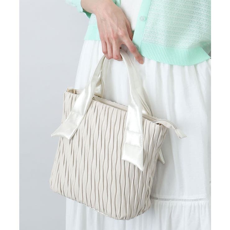 アイボリー | [2WAY]リンクルデザインシャイニーハンドルバッグ | MK MICHEL KLEIN BAG