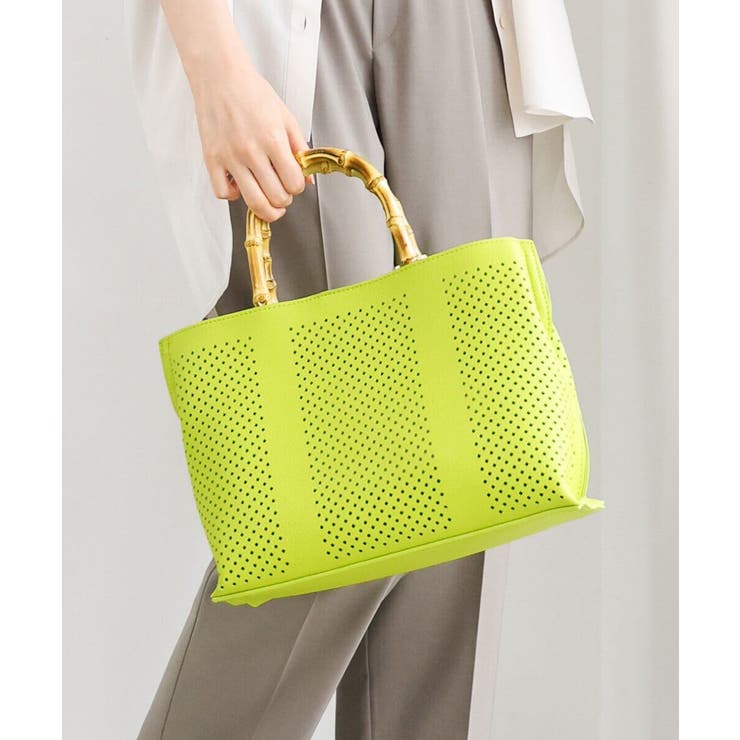 グリーン | [2WAY]バンブーハンドルパンチングバッグ | MK MICHEL KLEIN BAG