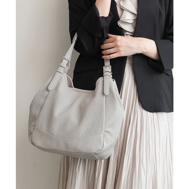 グレー | [2WAY/500g以下の軽量]ベルトデザインパンチングトート | MK MICHEL KLEIN BAG