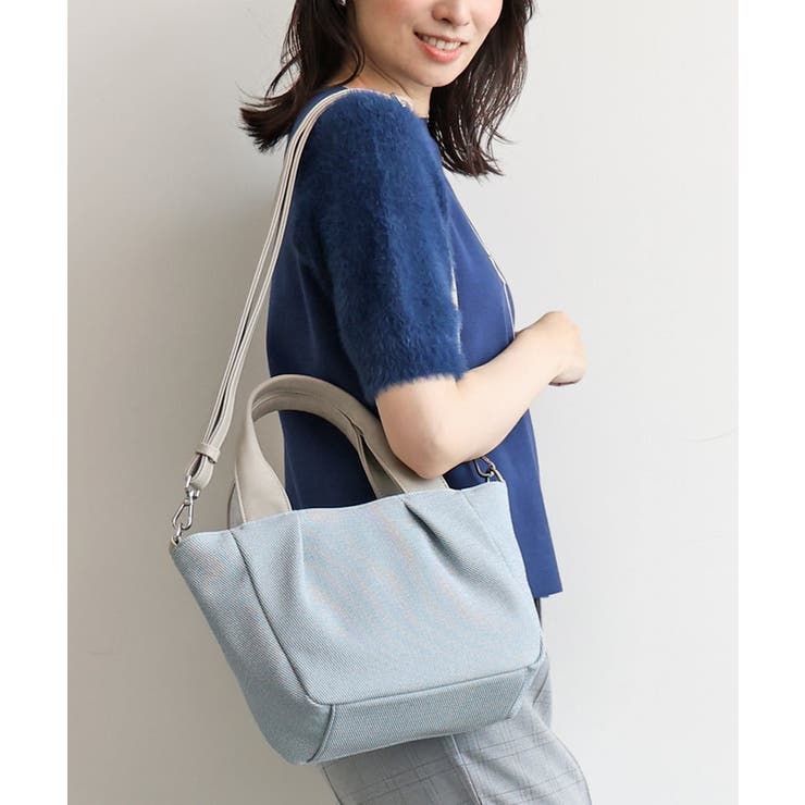ライトブルー×グレー | [2WAY/軽量]コンパクトオープンスクエアバッグ | MK MICHEL KLEIN BAG