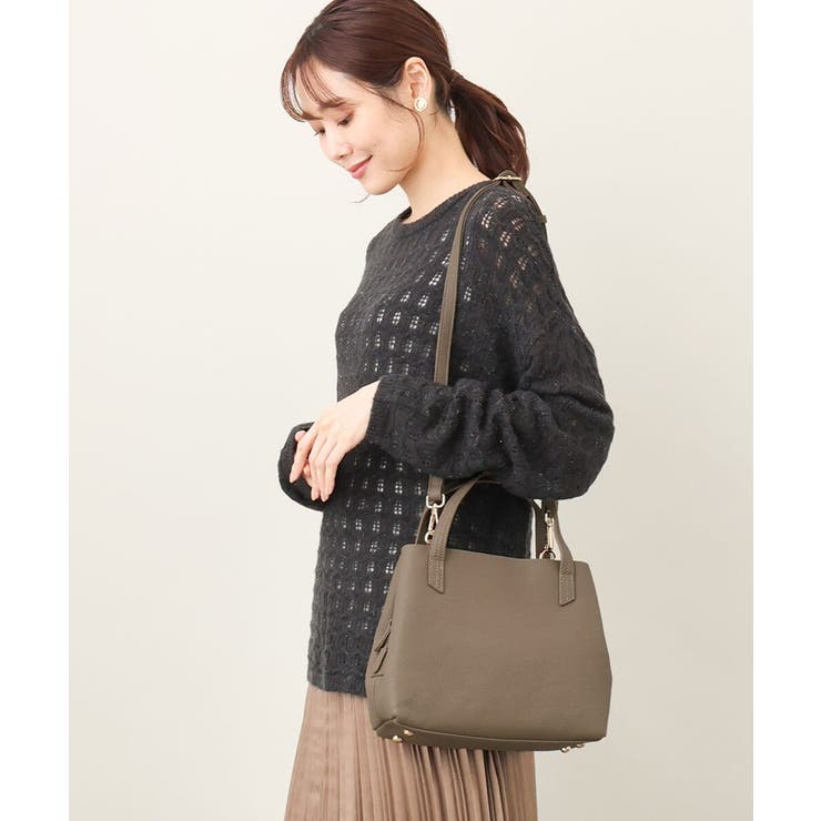 ベージュ | [2WAY]スクエアコンパクトトートバッグ | MK MICHEL KLEIN BAG