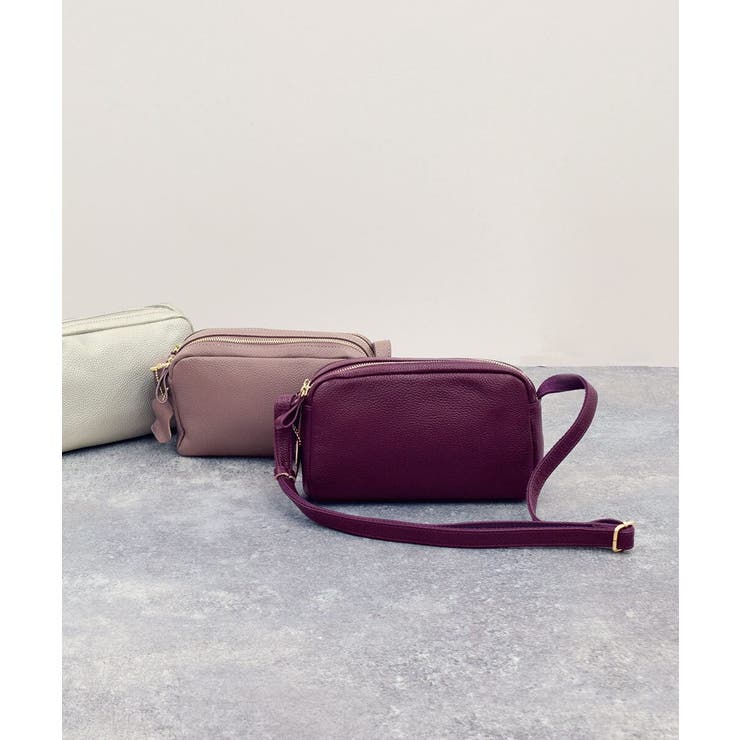 パープル | ダブルファスナーカウレザーショルダーバッグ | MK MICHEL KLEIN BAG