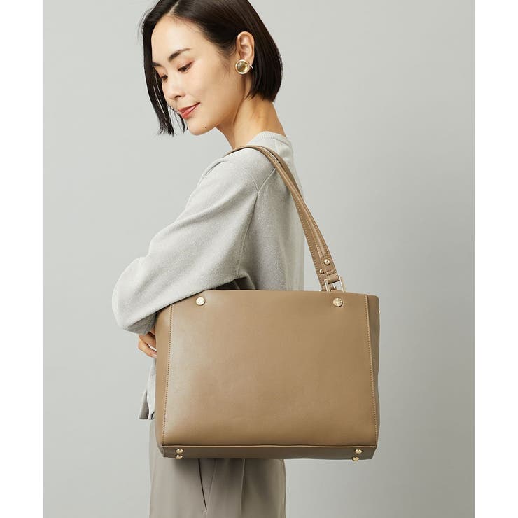 ベージュ | [2WAY/A4収納可]メタルポイント牛革トートバッグ | MK MICHEL KLEIN BAG