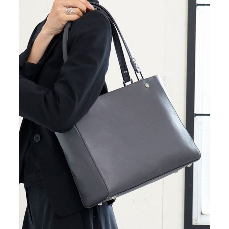ダークグレー | [2WAY/A4収納可]メタルポイント牛革トートバッグ | MK MICHEL KLEIN BAG
