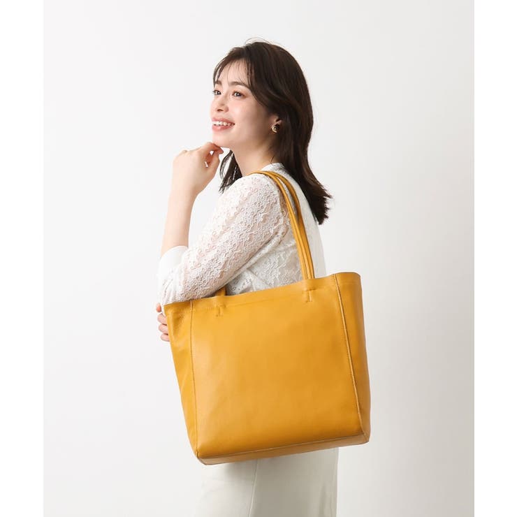 マスタード | [A4サイズ対応]カウレザーBIGトートバッグ | MK MICHEL KLEIN BAG