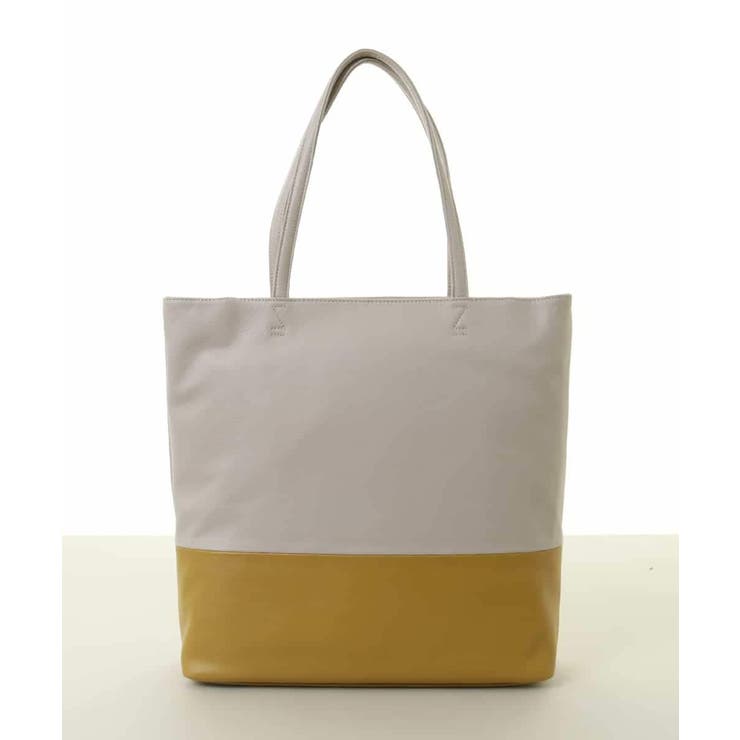 アイボリー×イエロー | [A4収納可]カウレザースクエアトートバッグ | MK MICHEL KLEIN BAG