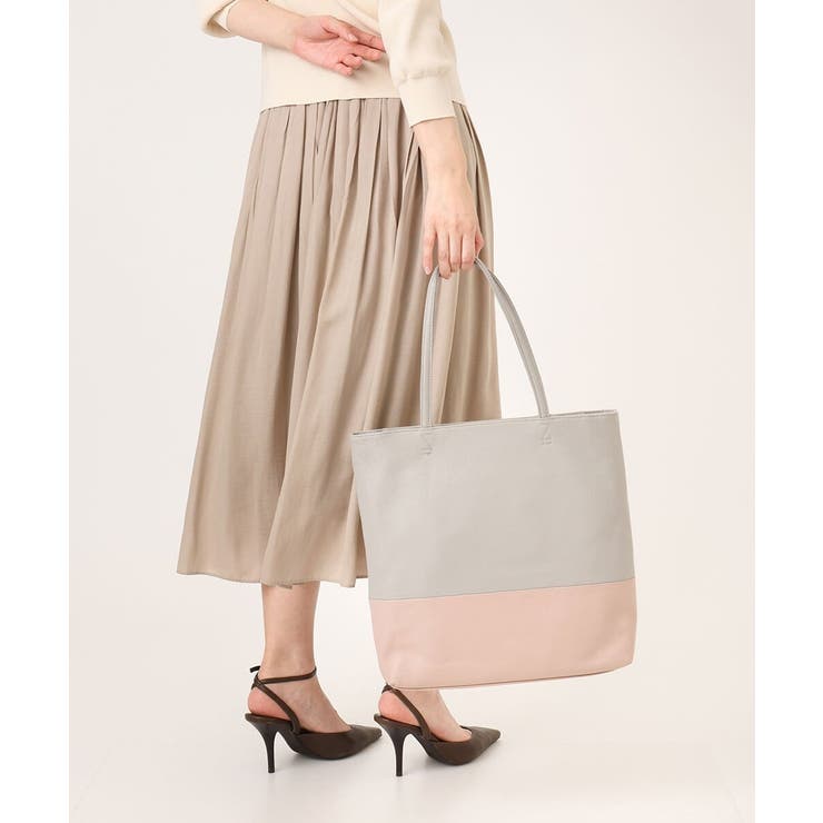 [A4収納可]バイカラーデザイン牛革トートバッグ | MK MICHEL KLEIN BAG | 詳細画像1 