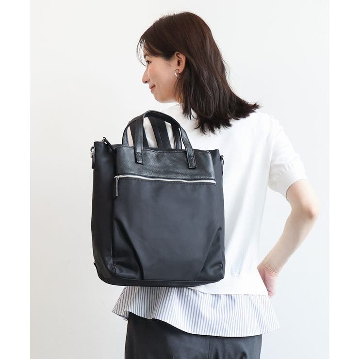[3WAY/撥水]レザーナイロン多機能スクエアバッグ | MK MICHEL KLEIN BAG | 詳細画像1 