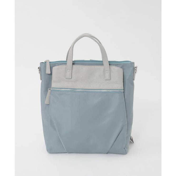 ライトブルー | [3WAY/撥水]レザーナイロン多機能スクエアバッグ | MK MICHEL KLEIN BAG