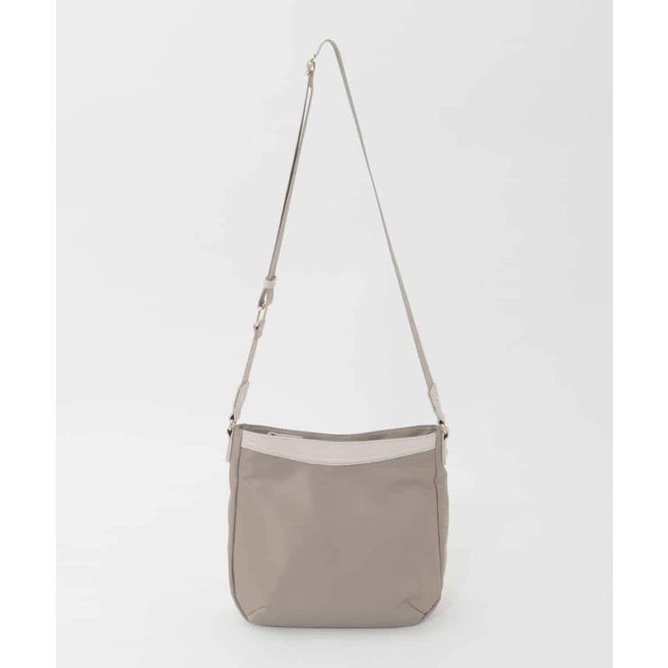 ベージュ | [撥水/軽量]ラウンドデザインレザーナイロンショルダー | MK MICHEL KLEIN BAG
