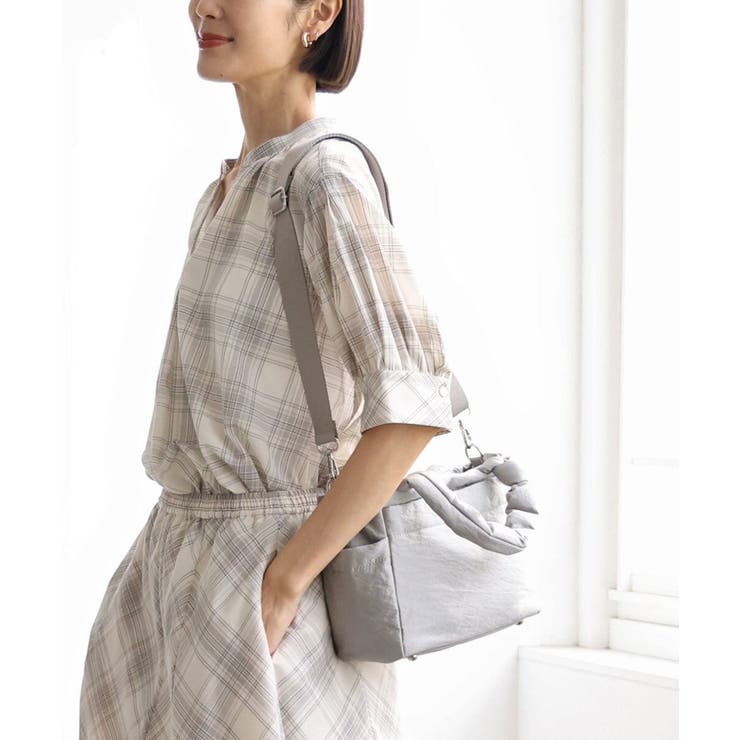 ライトグレー | [2WAY/軽量]デザインコンパクトナイロンバッグ | MK MICHEL KLEIN BAG