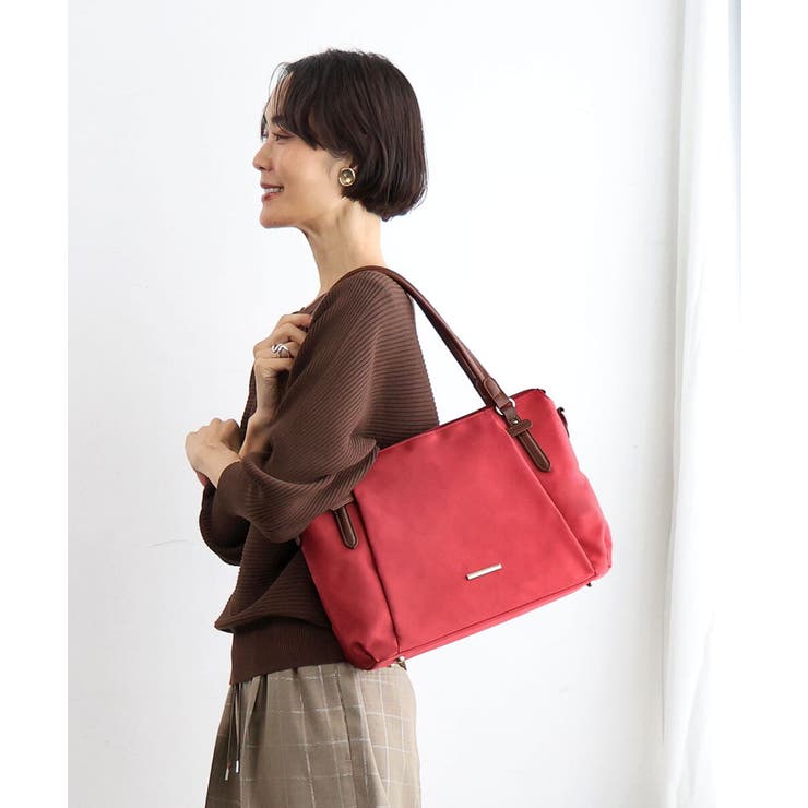レッド | [2WAY/撥水/A4収納可]牛革ジョイントデザイントートバッグ | MK MICHEL KLEIN BAG