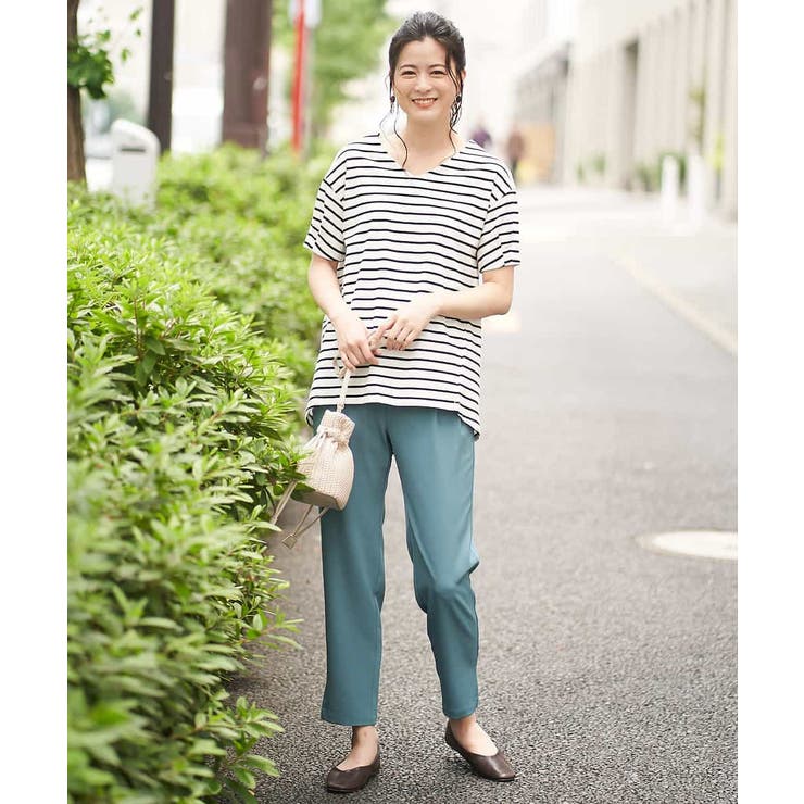 コクーンシルエットボーダーカットソー | OFUON | 詳細画像14 