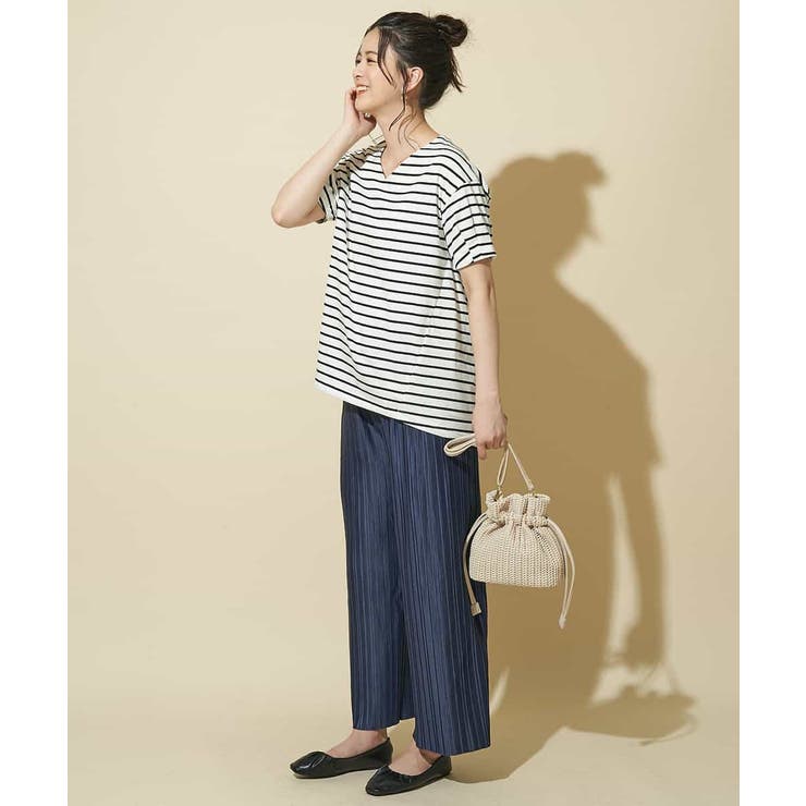 コクーンシルエットボーダーカットソー | OFUON | 詳細画像17 