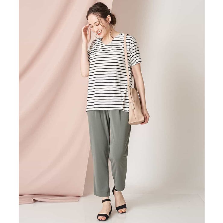 コクーンシルエットボーダーカットソー | OFUON | 詳細画像19 