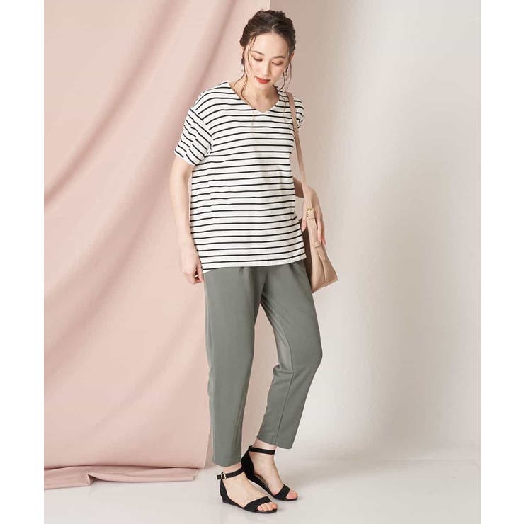 コクーンシルエットボーダーカットソー | OFUON | 詳細画像21 