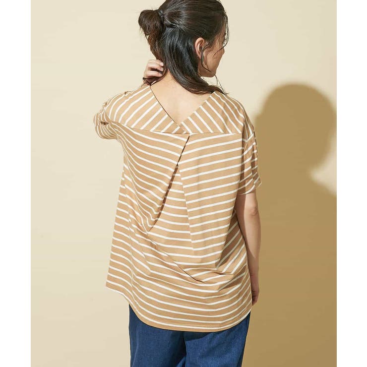 コクーンシルエットボーダーカットソー | OFUON | 詳細画像4 