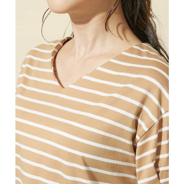 コクーンシルエットボーダーカットソー | OFUON | 詳細画像5 